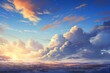 Artistic afternoon scene with cloud-filled sky, evoking an anime-inspired atmosphere. Generative AI