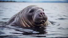 A Large Seal Swimming In The Water, AI