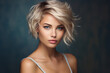 © deagreez - Generative AI picture portrait of young beautiful woman with short haircut styling