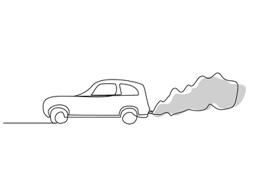 Wall Mural - car transport smoke dirty exhaust line art