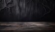 Creepy Halloween background with empty wooden boards, dark horror background. Holiday theme, copy space for text. Ideal for product placement, AI generator