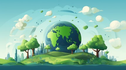 Wall Mural - vector flat earth day background