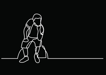 Wall Mural - continuous line drawing vector illustration with fully editable stroke of mental health awareness de