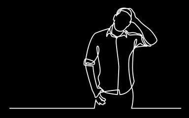 Wall Mural - continuous line drawing vector illustration with fully editable stroke of mental health awareness de
