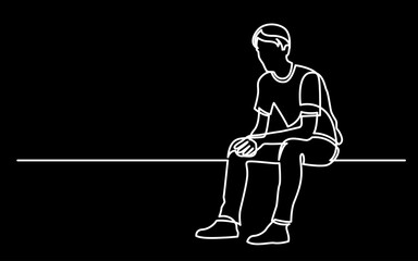 Wall Mural - continuous line drawing vector illustration with fully editable stroke of mental health awareness de