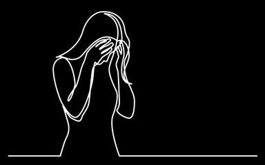 Wall Mural - continuous line drawing vector illustration with fully editable stroke of mental health awareness de