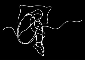 Wall Mural - continuous line drawing vector illustration with fully editable stroke of mental health awareness de