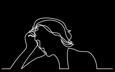 Wall Mural - continuous line drawing vector illustration with fully editable stroke of mental health awareness de
