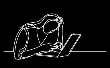 Wall Mural - continuous line drawing vector illustration with fully editable stroke of mental health awareness de