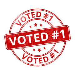 Wall Mural - ‘voted number 1’ circular red rubber stamp seal with distressed texture isolated on transparent back