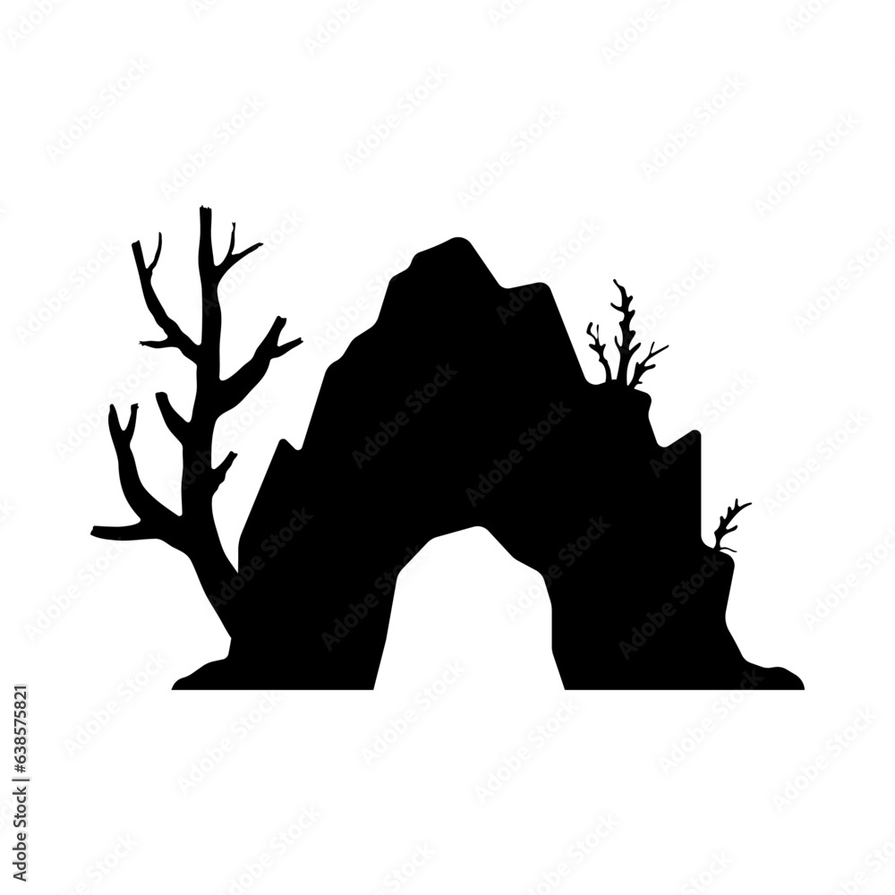 Cave icon. Black silhouette. Front view. Vector simple flat graphic ...