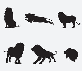 Wall Mural - Vector Collection of lion Silhouettes