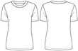 Women's Short sleeve Crew neck T Shirt flat sketch fashion illustration drawing template mock up with front and back view