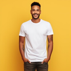 Wall Mural - guy in basic white t-shirt