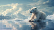 solitary polar bear on a shrinking ice floe,generative ai
