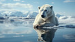 solitary polar bear on a shrinking ice floe generative ai
