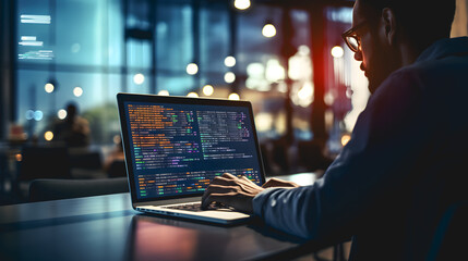 Un data analyste en train de travailler de la donnée sur son ordinateur portable. 