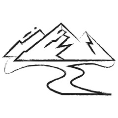 Sticker - Hand drawn mountain stream icon