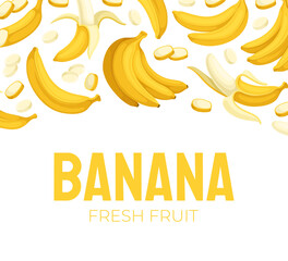 Sticker - Banana Fruit Banner Design with Yellow Peel Vector Template