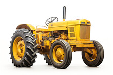 Yellow Tractor Isolated On White
