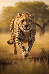 Wall Mural - photo wildlife cheetah running on savanna