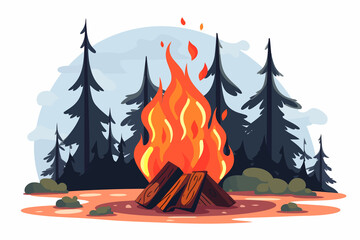 Canvas Print - camp fire vector flat minimalistic isolated illustration