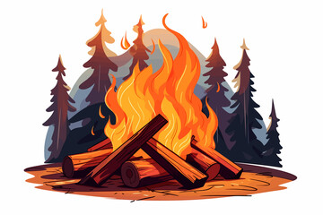 Wall Mural - camp fire vector flat minimalistic isolated illustration