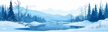 Snowy Landscape Vector Flat Minimalistic Isolated Illustration