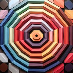 Wall Mural - he creates a mesmerizing pattern of concentric octagons in a rainbow of colors.