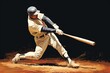 Illustration of baseball player hitting the ball.