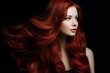 © Bargais - Young woman with healthy long wavy red hair.
