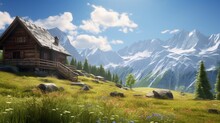 Alps Mountain House At The Summer Time In Austria 8k,