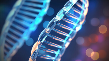Leinwandbilder - Mutated DNA structure, Dna helix enlarged model in bright colors and spots, DNA background