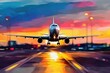 Abstract art. Colorful painting art of a modern airplane