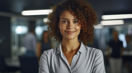 Leinwandbilder - Portrait of successful business woman standing in fashionable office.