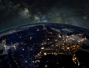 Wall Mural - america at night. elements of this image furnished by nasa.
