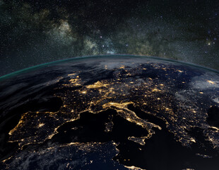 Wall Mural - europe at night. elements of this image furnished by nasa.