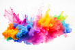 © Saulo Collado - Colorful dust power falling  over white background, color palettes, rainbow powder on white background, chalky, cross processing, vibrant. Rainbow powder color splash on white.