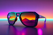 © happy Wu  - サングラス、ネオン、レトロ調｜sunglasses, neon, retro. Generative AI