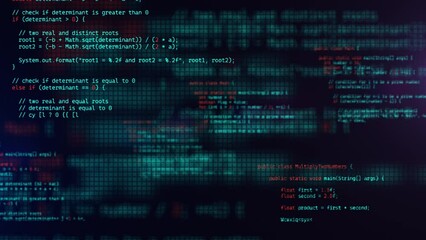 Wall Mural - developer working on program code. hack or protection data. website scripts digits and commands at c