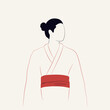 Japończyk w tradycyjnej odzieży. Młody człowiek w kimonie. Ilustracja wektorowa w stylu minimalistycznym.
