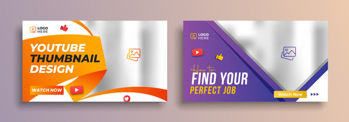 Corporate business social media web cover banner and youtube thumbnail template design, editable vector illustration