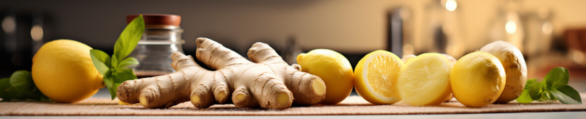 A Banner Photo of Ginger on a Counter in a Modern Kitchen