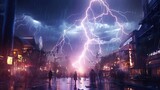Fototapeta  - world of lightning, digital art illustration, Generative AI