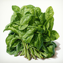 Poster - fresh spinach vegetables on a white background