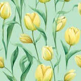 Fototapeta Tulipany - Charming Tulips Seamless Floral Pattern