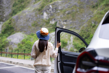 Canvas Print - Woman go road trip in Hualien taroko of Taiwan