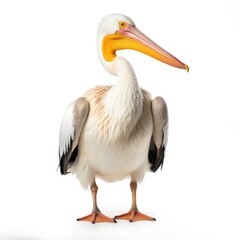 Sticker - American white pelican bird isolated on white. Generative AI