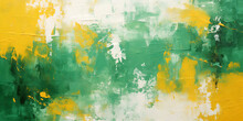 Canvas Painting, Closeup Abstract, Colorful Brush Painting, Yellow, Green, Black, White Paint, Acryl Brush, Wall Painting Background, Brushstroke, Pallet Knife, Generative AI