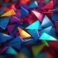 A Bunch Of Colorful Triangles On A Table. Generative AI.